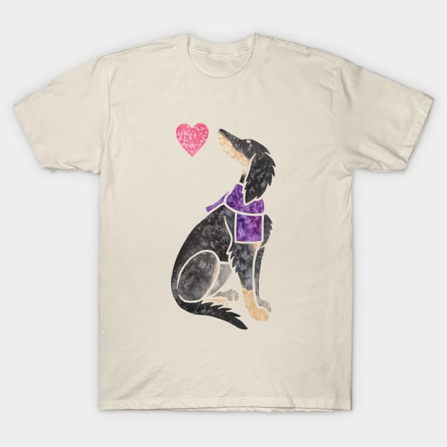 Watercolour Saluki (black and tan) T-Shirt by animalartbyjess